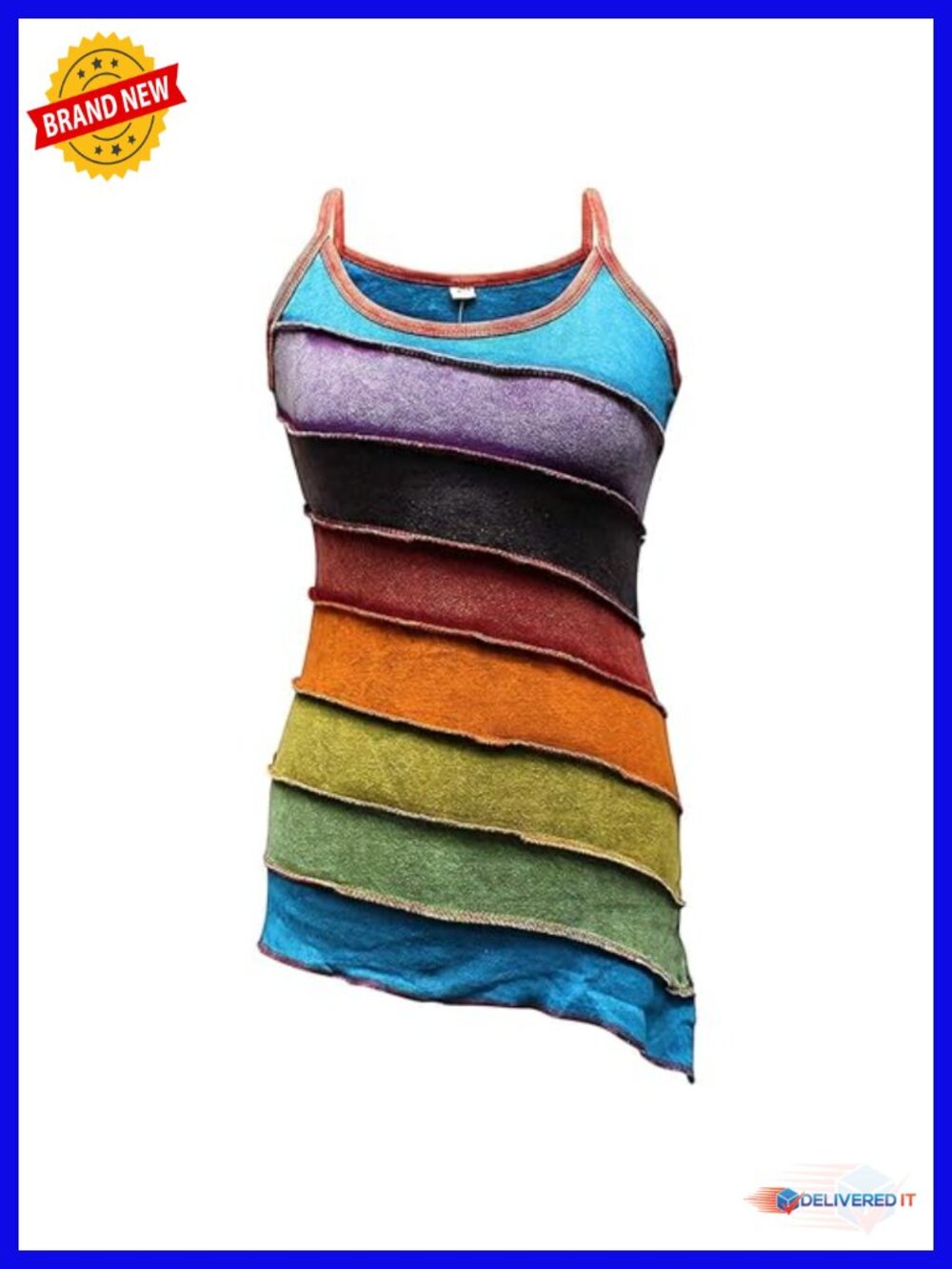 Women's Boho Striped Tank Top Sleeveless Cotton Hippie Festival Summer